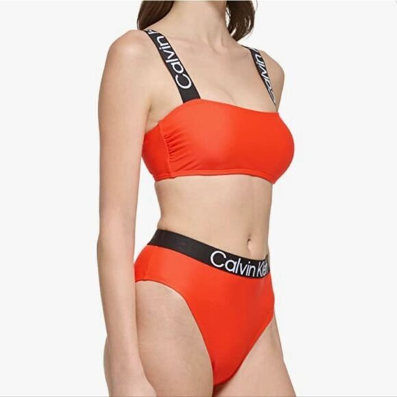 Calvin Klein Women's Logo Elastic Top & Bottom Bikini 2 Piece Set Size Large - Picture 5 of 16